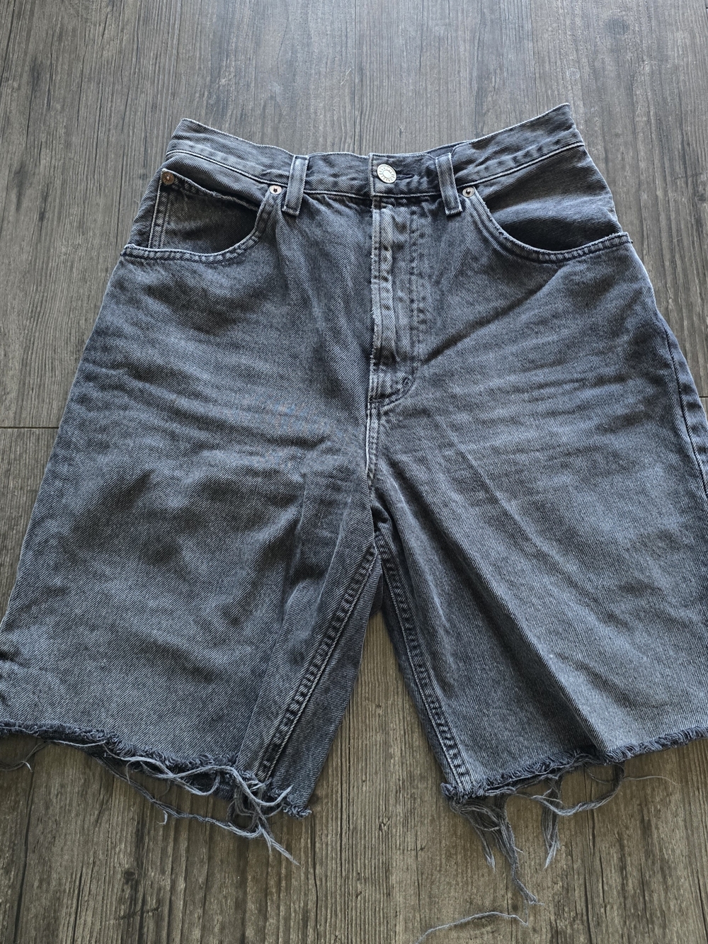 AGOLDE Gray Denim Cutoff Shorts 5-Pocket Zip Button Cotton 27